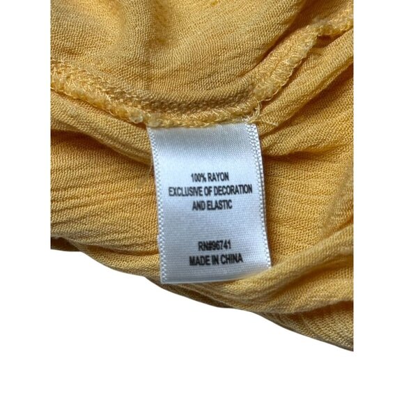 Yellow Boho-Style Neon Soul Flutter Sleeve Smocked Waist Top Size M - Picture 6 of 8